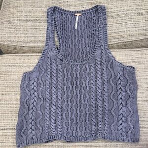 Free People Gray Cable Knit Tank Top